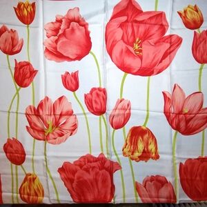 Vintage Jammers & Leufgen (JL) Silk Scarf - Vibrant Red & Orange Tulip Print